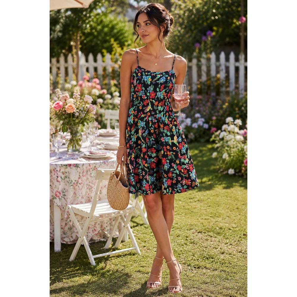 Old Navy Floral Summer Dress XL Lightweight & Breezy Sundress Parrot Bird Print